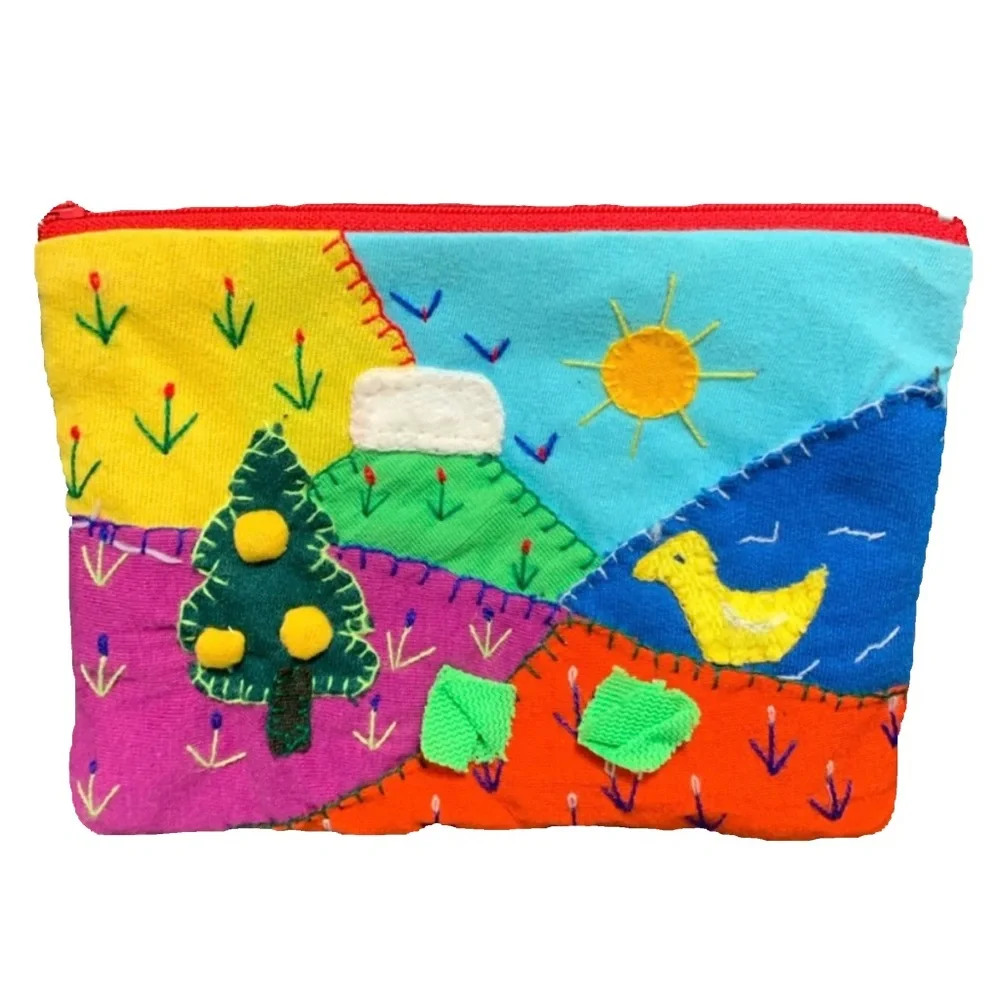 Vintage Aztec Adobe Mini Pouch Bag 5”x7”